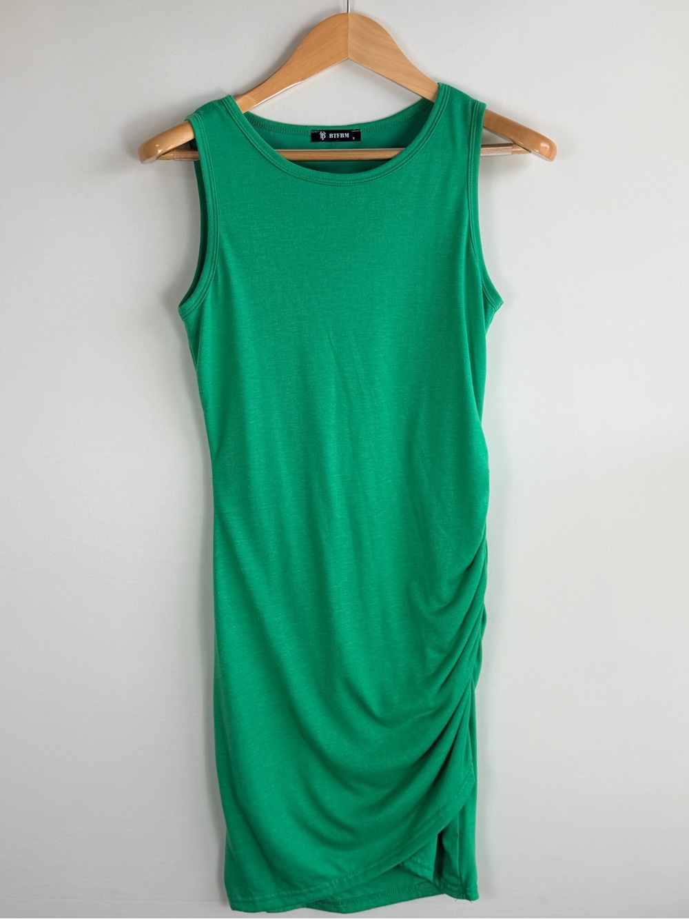 BTFBM Green Ruched Sleeveless Bodycon Midi Dress Small